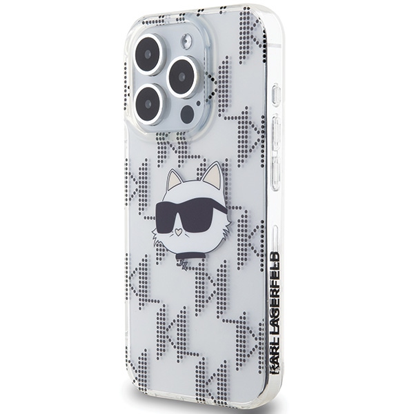 Karl Lagerfeld iPhone 15 Pro Case IML Choupette Head & Monogram, Transparent
