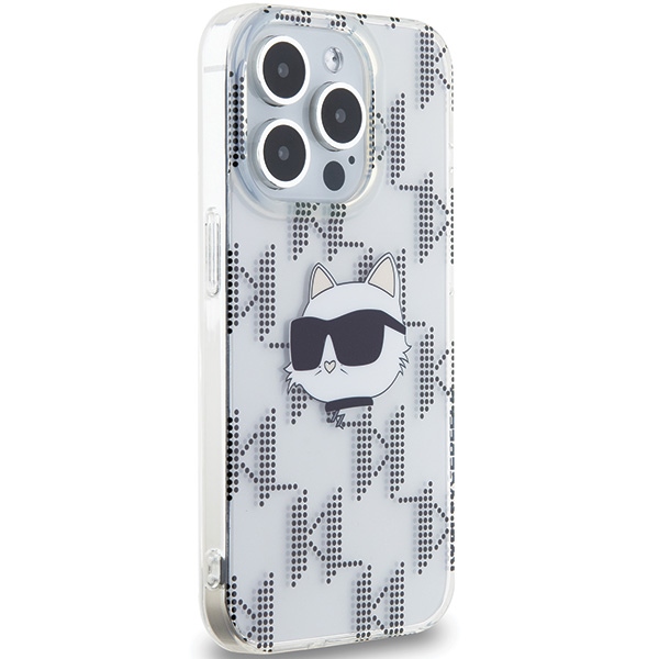 Karl Lagerfeld iPhone 15 Pro Case IML Choupette Head & Monogram, Transparent