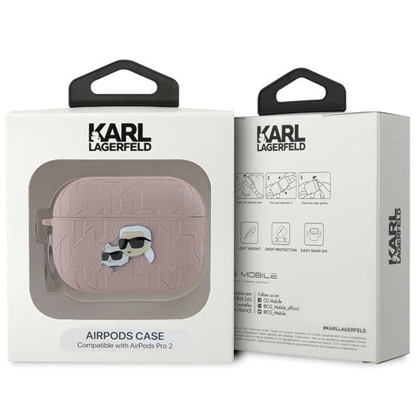 Чехол Karl Lagerfeld для AirPods Pro 2 Monogram Karl & Choupette Head, розовый