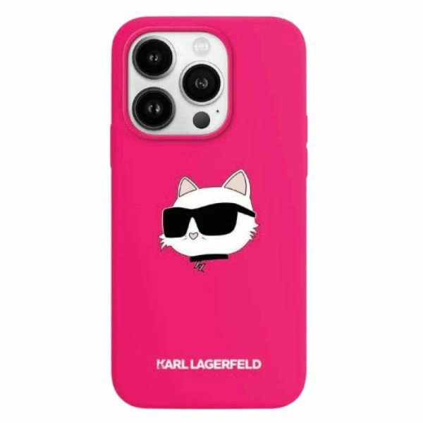 Apple iPhone 15 Plus 6.7" Karl Lagerfeld Silicone Choupette Head MagSafe Case Cover, Pink