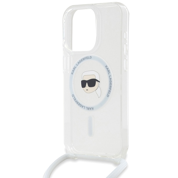 Karl Lagerfeld iPhone 15 Pro Max vāciņš Crossbody IML Karl Head MagSafe, caurspīdīgs