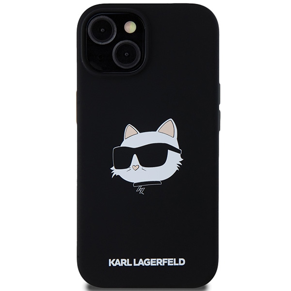 Apple iPhone 15 6.1\" Karl Lagerfeld Silicone Choupette Head MagSafe Case Cover, Black | Чехол Кейс...