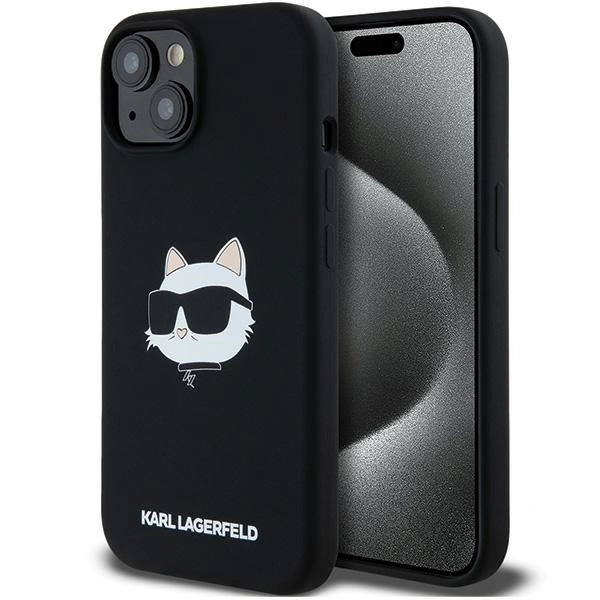 Apple iPhone 15 Plus 6.7" Karl Lagerfeld Silicone Choupette Head MagSafe Case Cover, Black