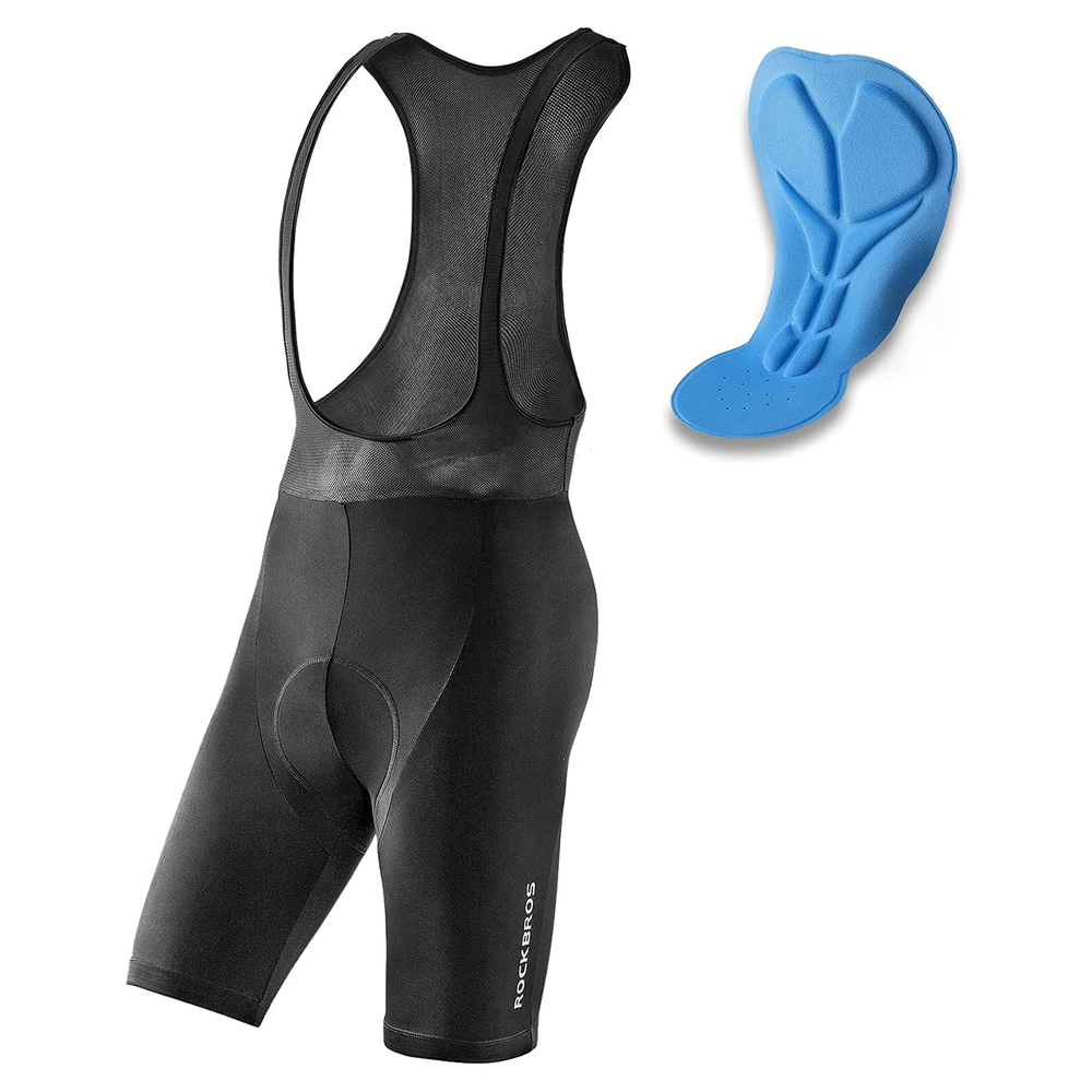 Rockbros RK2002M Cycling Bib Shorts with M Insert, Size M, Black
