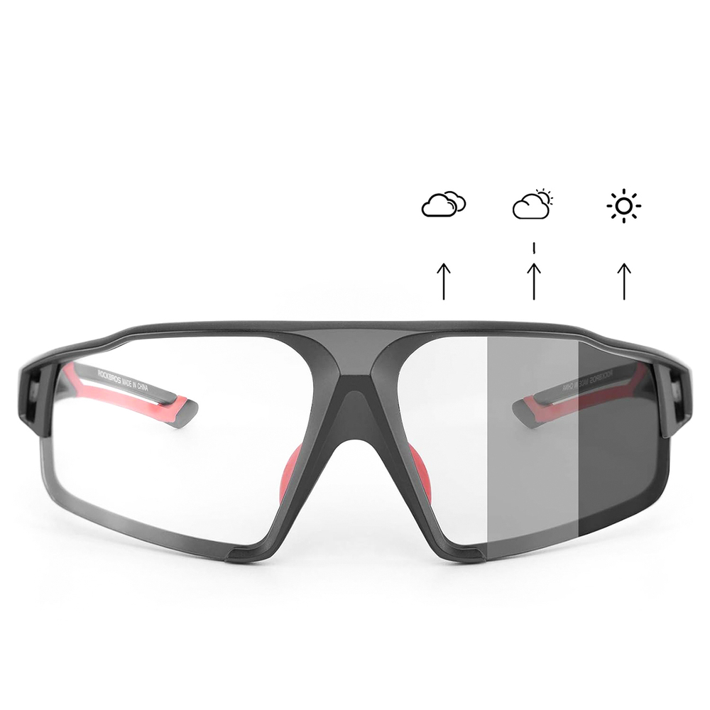 Rockbros SP216BK Photochromic UV400 Cycling Glasses, Black/Red