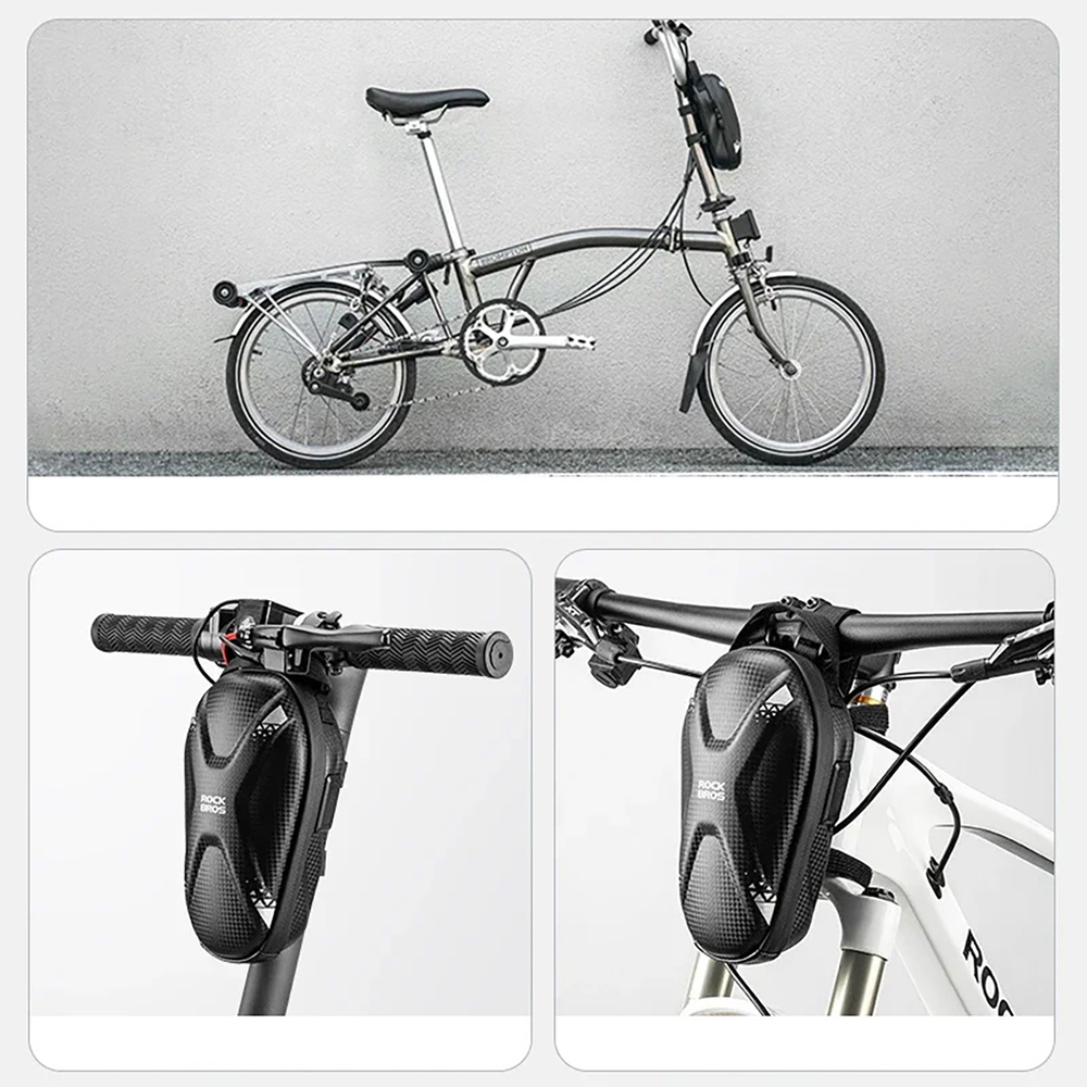 Rockbros velosipēda un skrejriteņa stūres soma 1.3 l, melna