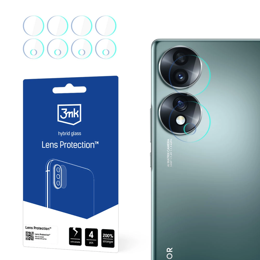 Honor 70 3MK Lens Protection Back Camera Tempered Glass Protector, 4 pcs.