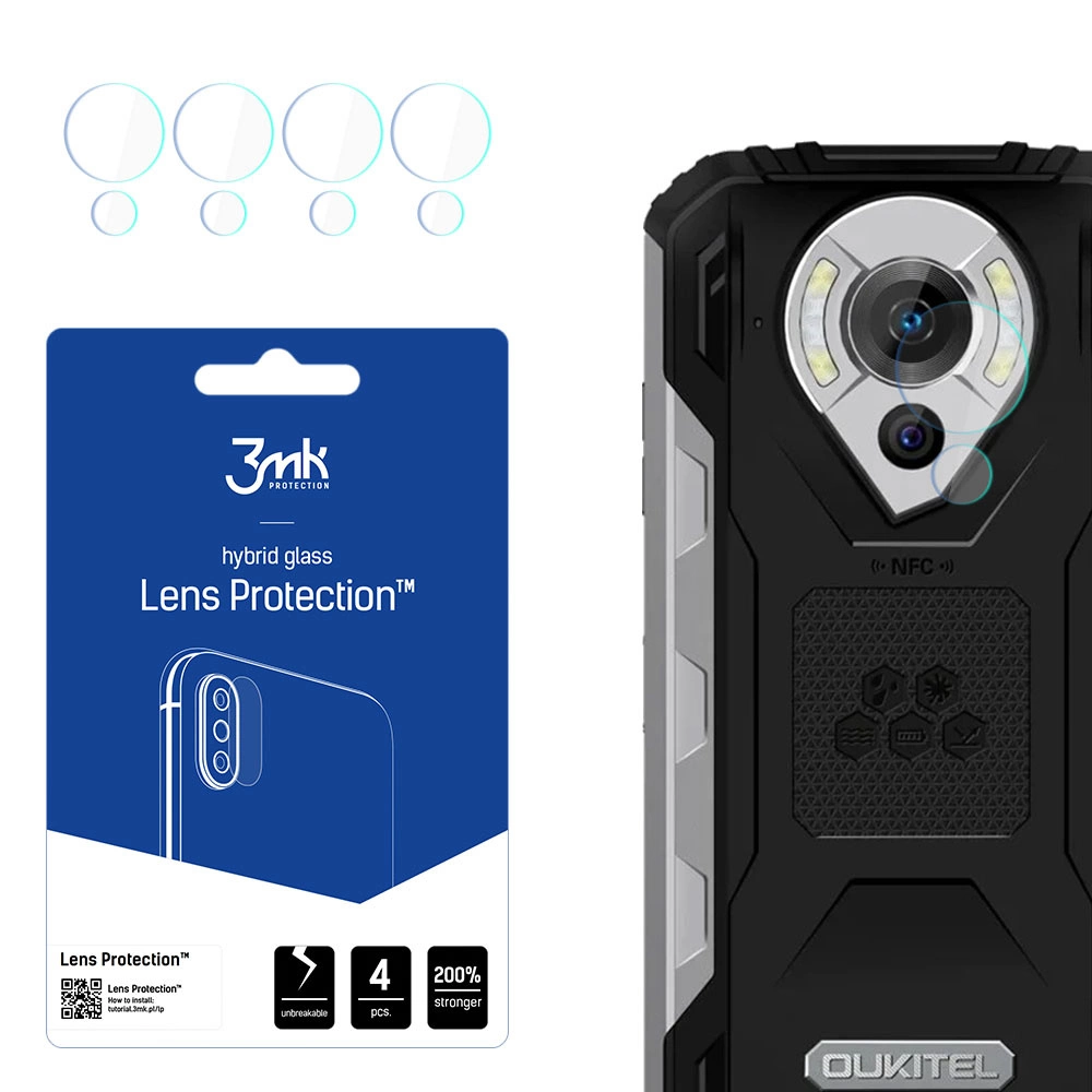 Oukitel WP16 3MK Lens Protection Back Camera Tempered Glass Protector, 4 pcs.