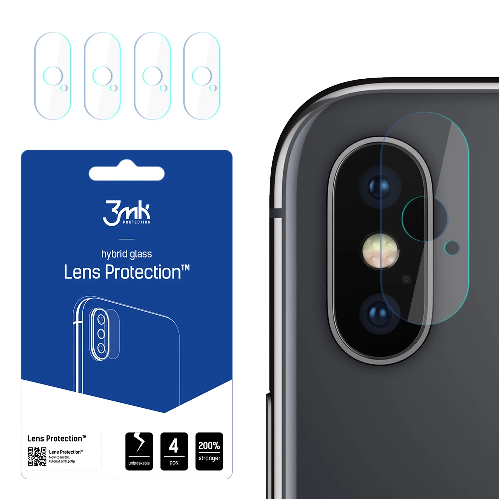 Apple iPhone X 5.8'' 3MK Lens Protection Back Camera Tempered Glass Protector, 4 pcs.