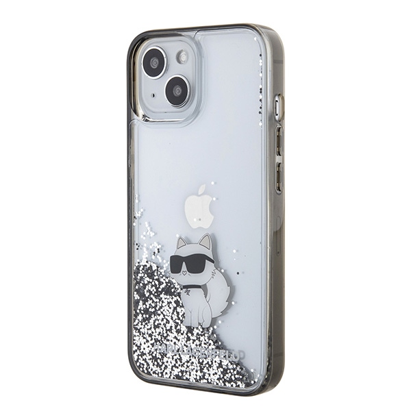 Чехол Karl Lagerfeld для iPhone 15 Liquid Glitter Choupette, прозрачный
