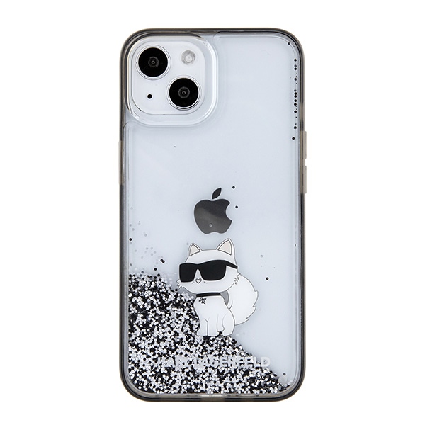 Чехол Karl Lagerfeld для iPhone 15 Liquid Glitter Choupette, прозрачный