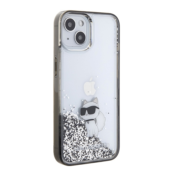 Чехол Karl Lagerfeld для iPhone 15 Liquid Glitter Choupette, прозрачный