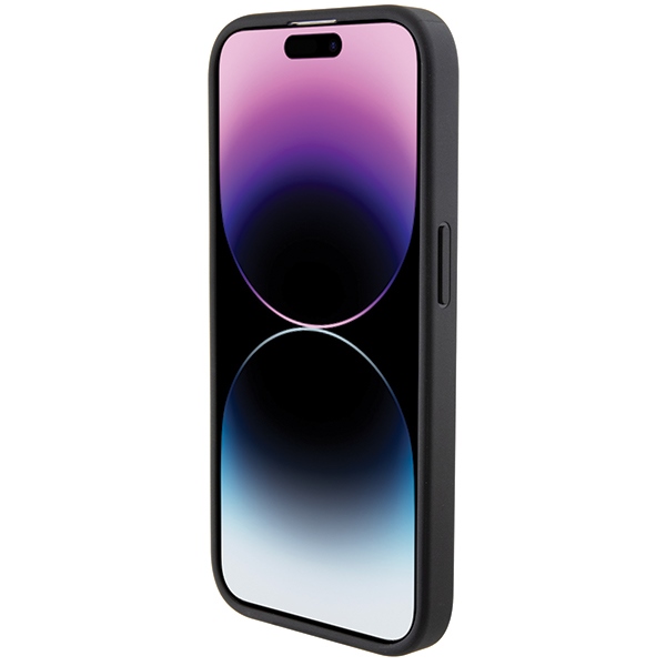 BMW iPhone 15 Pro Case Leather Textured & Stripe, Black