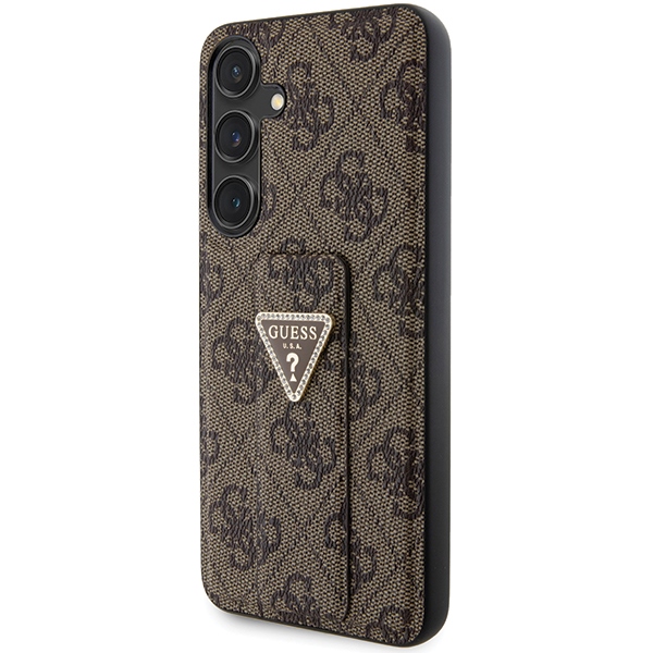 Guess Grip Stand 4G Triangle Strass case for Samsung Galaxy S24+ - brown