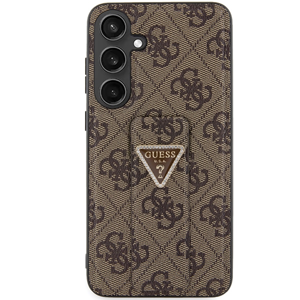 Guess Grip Stand 4G Triangle Strass case for Samsung Galaxy S24+ - brown