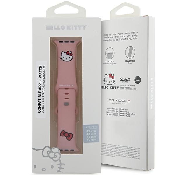 Hello Kitty Apple Watch 42/44/45/49mm Strap Silicone Kitty Head, Pink