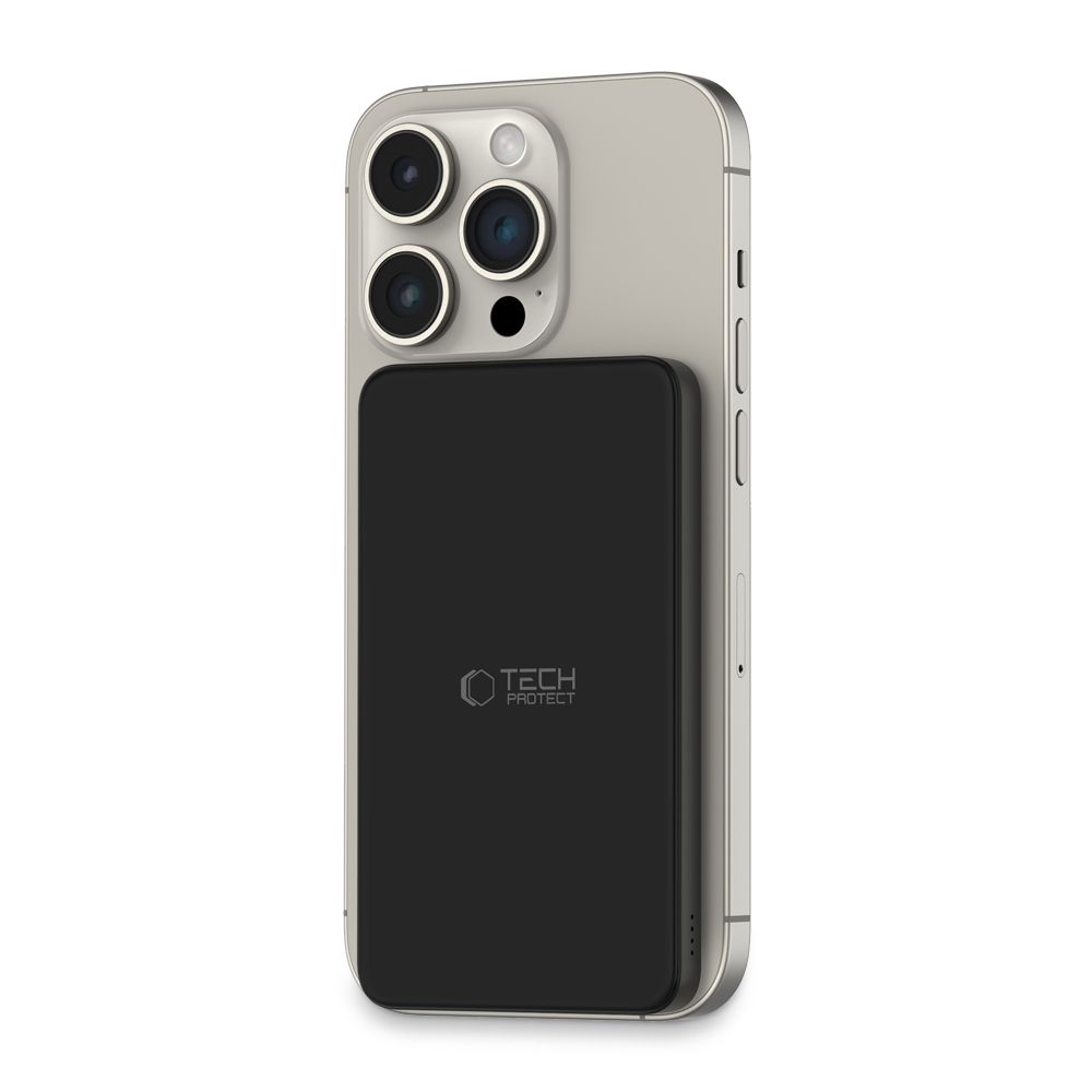 Tech-Protect LifeMag PB9 Powerbank with MagSafe 5000mAh 15W USB-C / Lightning ports - black + USB-C cable