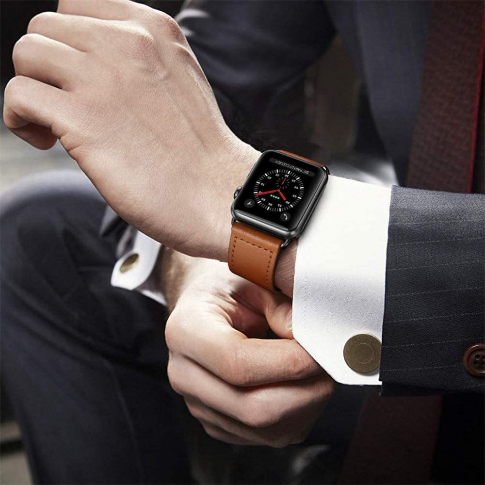 Tech-Protect Apple Watch siksniņa LeatherFit (42/44/45/49 mm), brūna