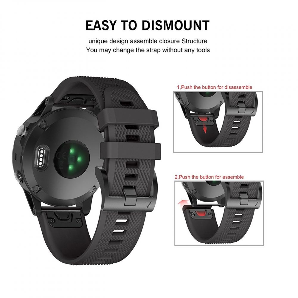 Tech-Protect Smooth Strap for Garmin Fenix 3 / 5X / 6X / 7X, Black