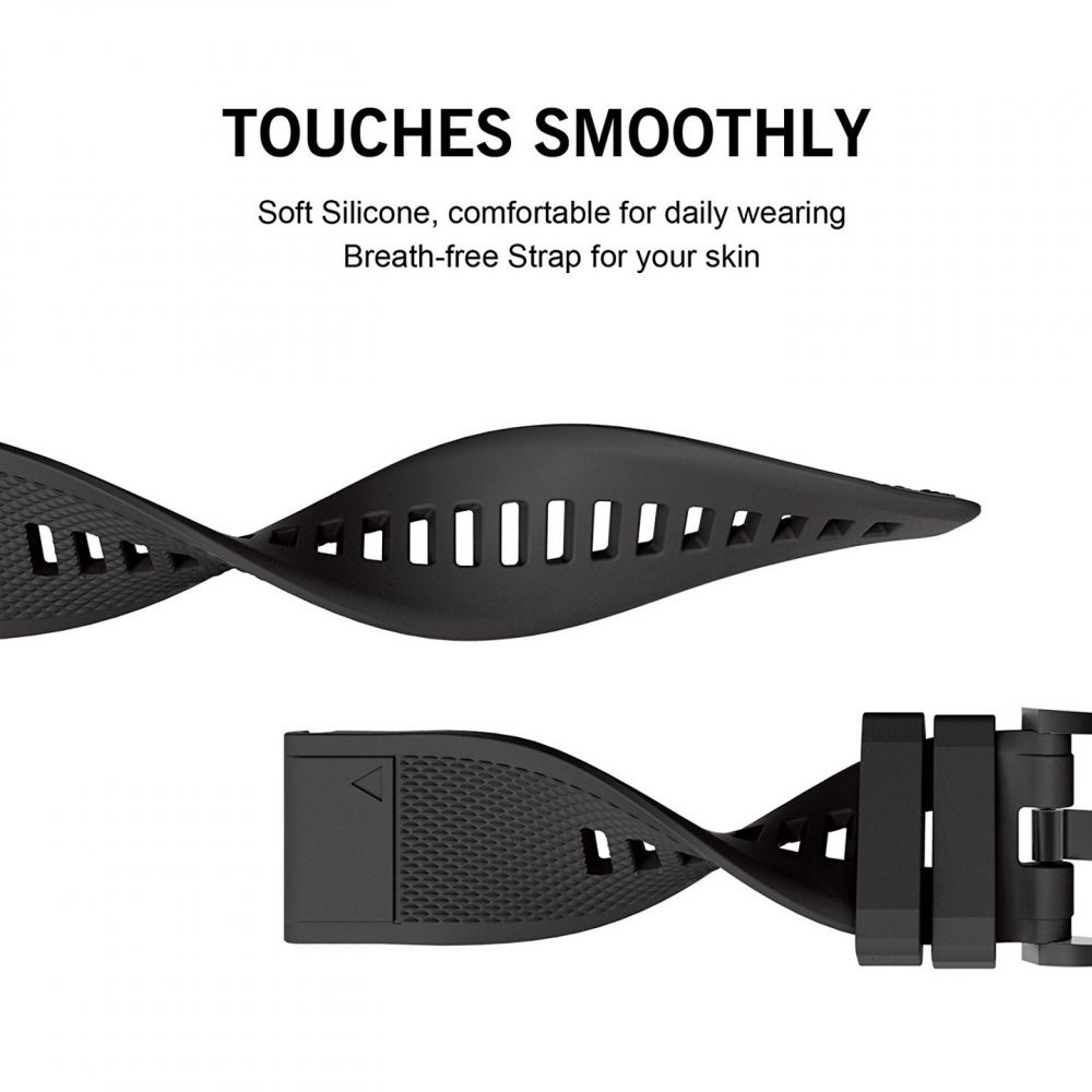 Tech-Protect Smooth Strap for Garmin Fenix 3 / 5X / 6X / 7X, Black