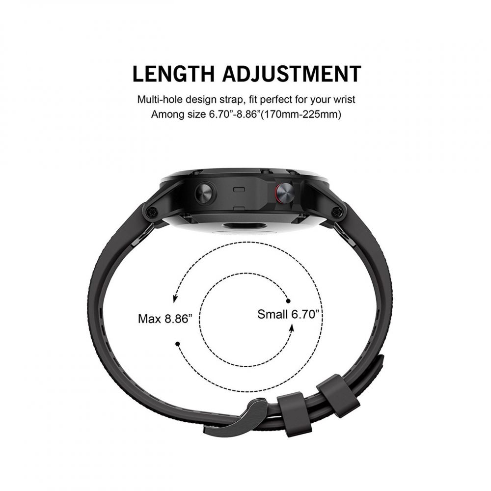 Tech-Protect Smooth Strap for Garmin Fenix 3 / 5X / 6X / 7X, Black