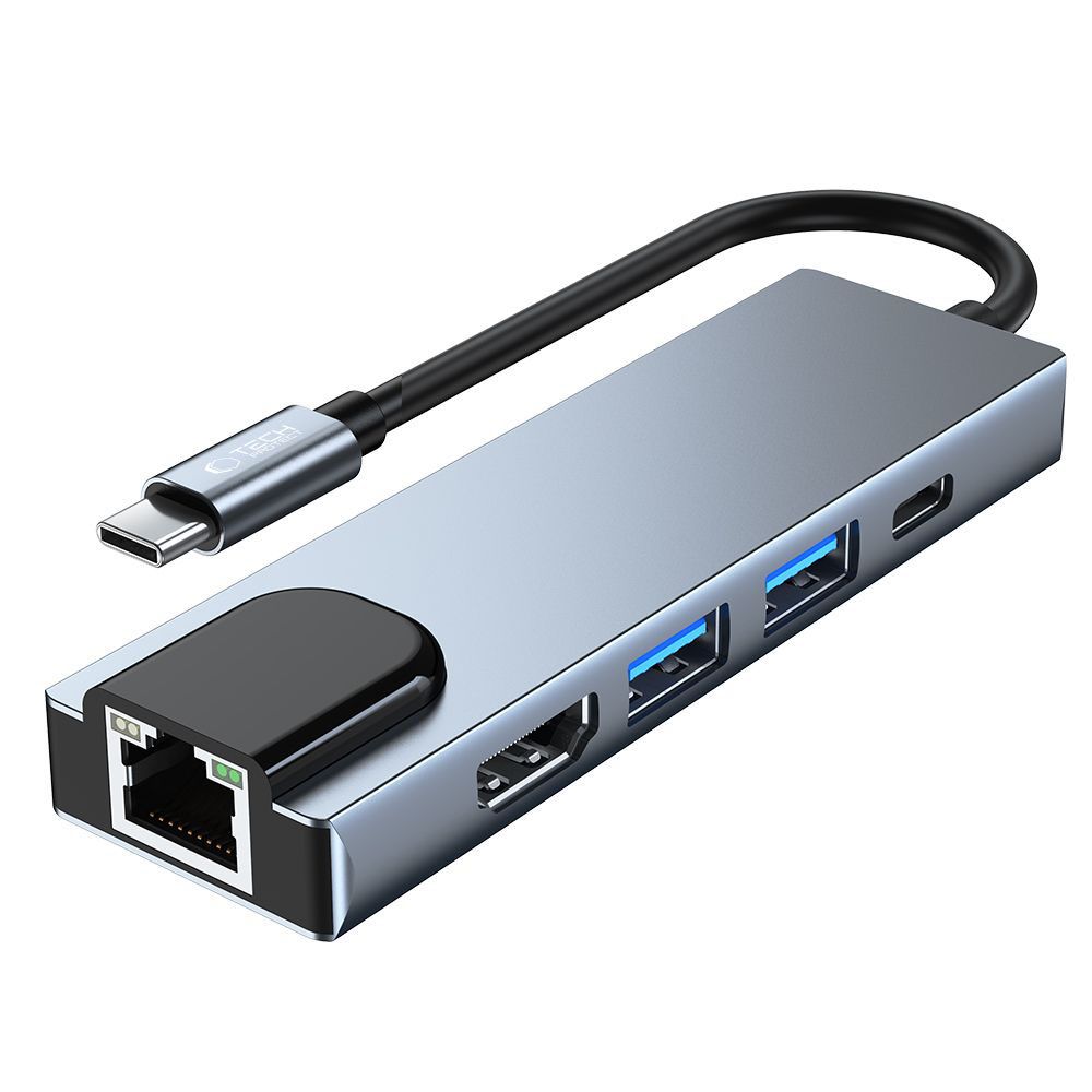 Tech-Protect V3 5in1 USB-C Hub with HDMI and RJ45, Gray