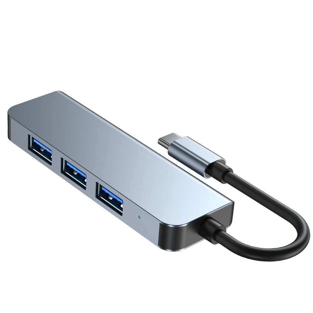 Tech-Protect V1 4in1 USB-C Hub (3x USB-A 2.0 / 1x USB-A 3.0), Gray