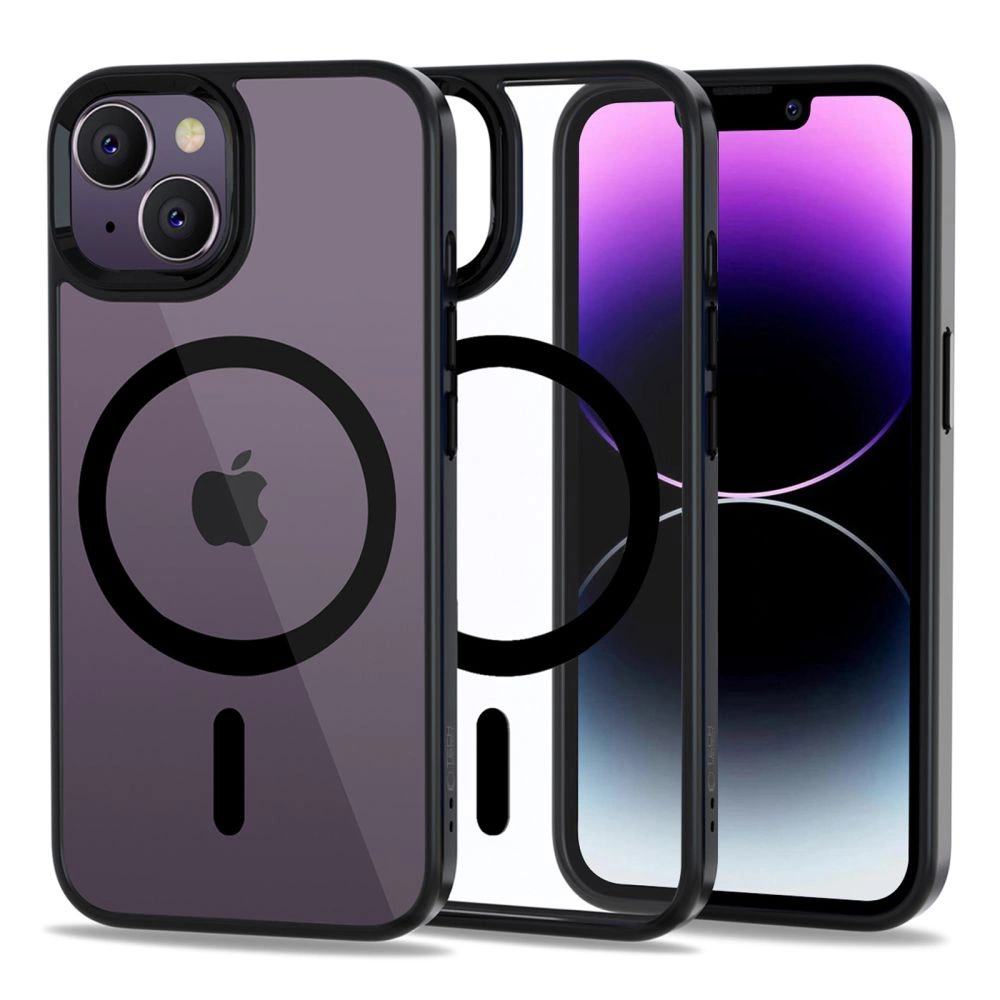 Apple iPhone 14 6.1'' Tech-Protect MagMat MagSafe Case Cover, Transparent and Black