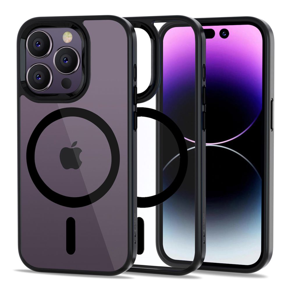 Apple iPhone 14 Pro Max 6.7'' Tech-Protect MagMat MagSafe Case Cover, Transparent and Black