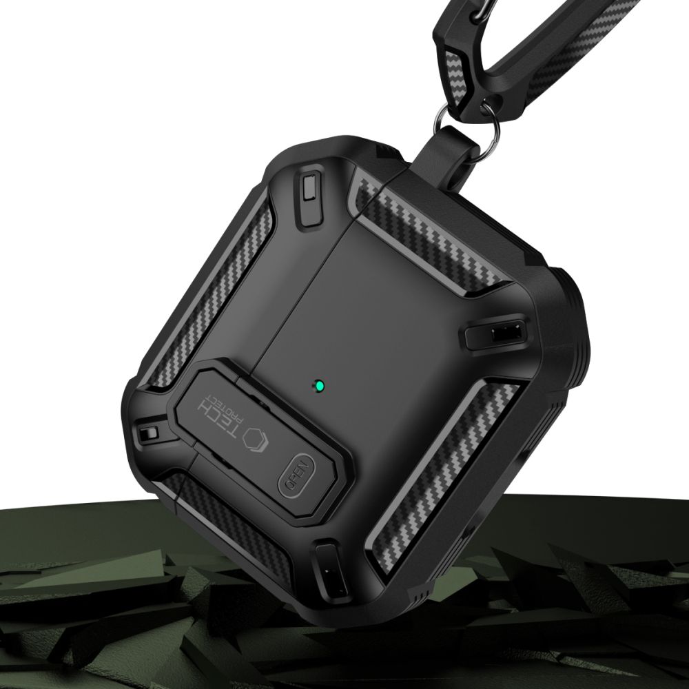 Tech-Protect AirPods Pro 1 / 2 Case X-Carbo, Black