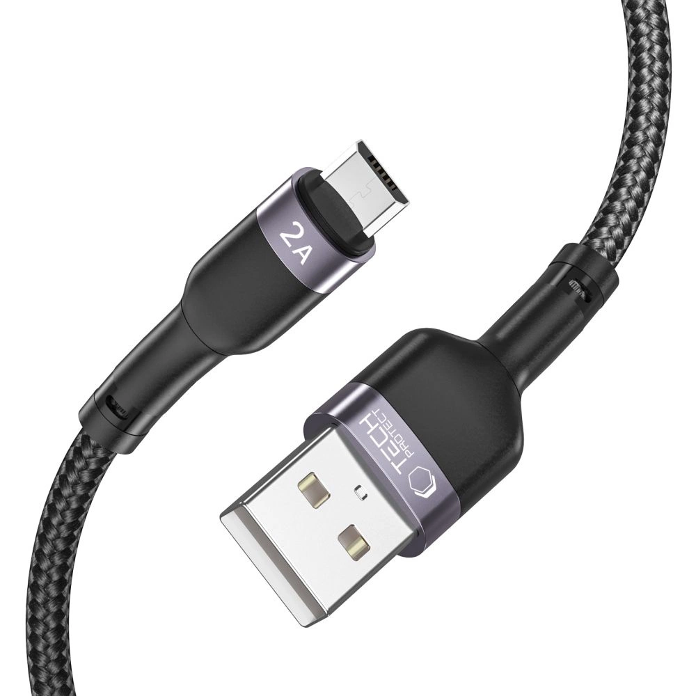 Tech-Protect UltraBoost 2 micro USB / USB-A kabelis 2,4A 0,25 m - melns | cable 2.4A 0.25m black