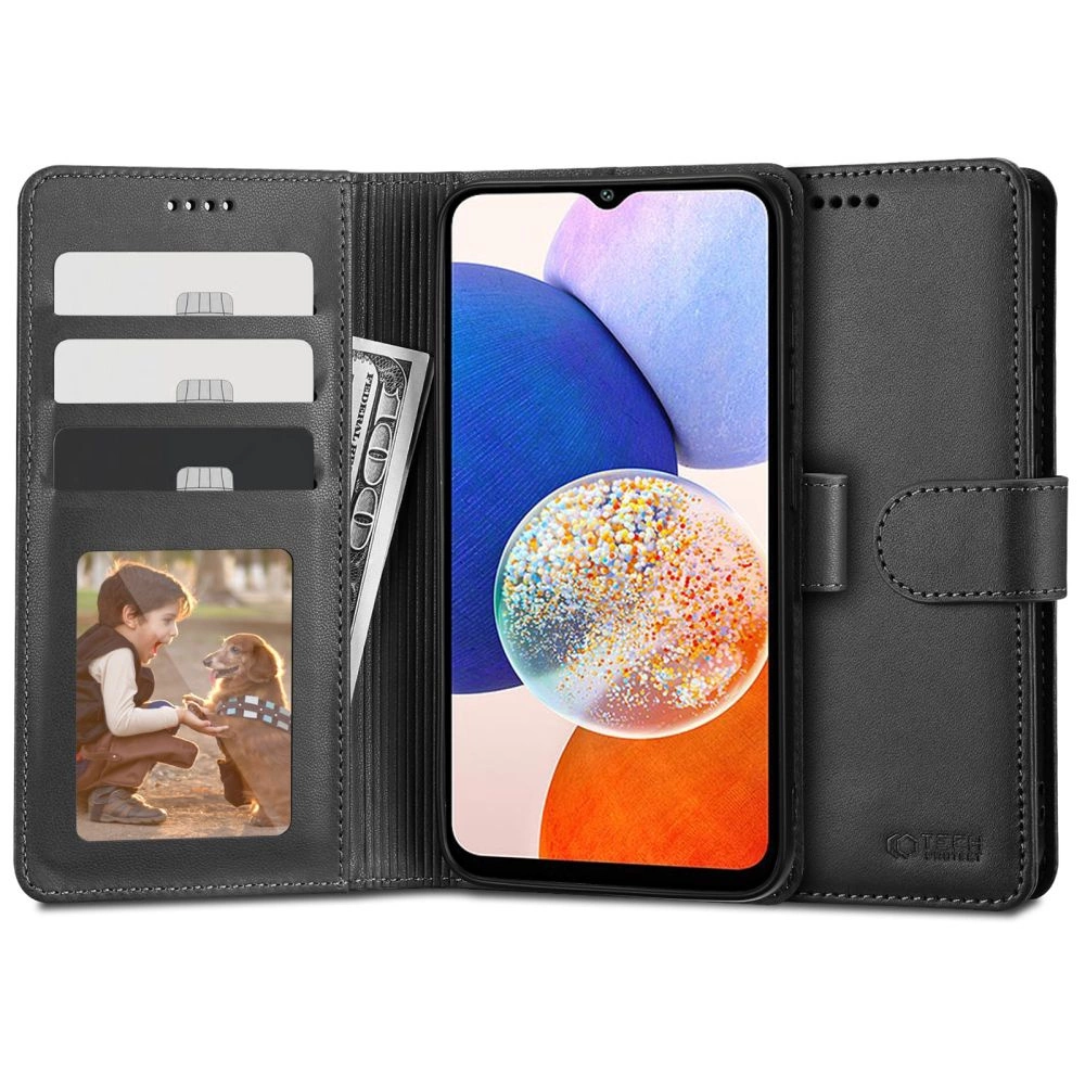 Samsung Galaxy A14 5G (SM-A146) / 4G (SM-A145F/DSN) Tech-Protect Wallet Book Case Cover, Black