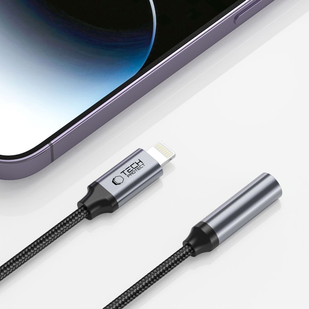 Tech-Protect UltraBoost Lightning to 3.5mm Mini Jack Adapter, Black