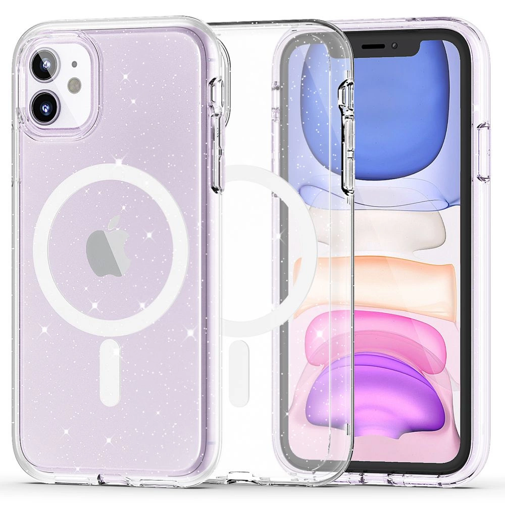 Apple iPhone 11 6.1'' Tech-Protect FlexAir Hybrid MagSafe Cover Case, Transparent and Glitter