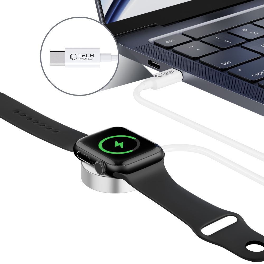 Tech-Protect UltraBoost Magnetic Charger for Apple Watch (USB-C), 1.2m, White