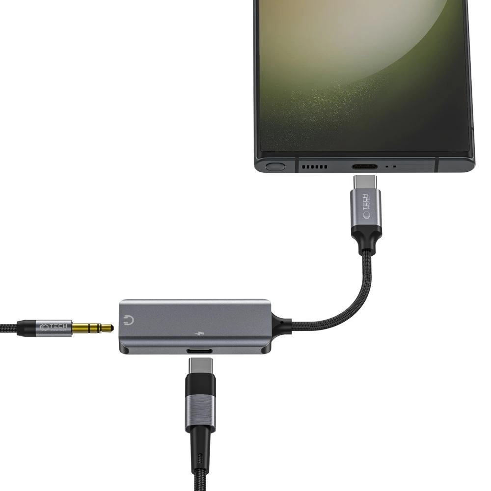 Tech-Protect UltraBoost audio USB-C (vīrietis) / 3,5 mm mini jack (sieviete) - adapteris melns | (male) 3.5mm (female)...
