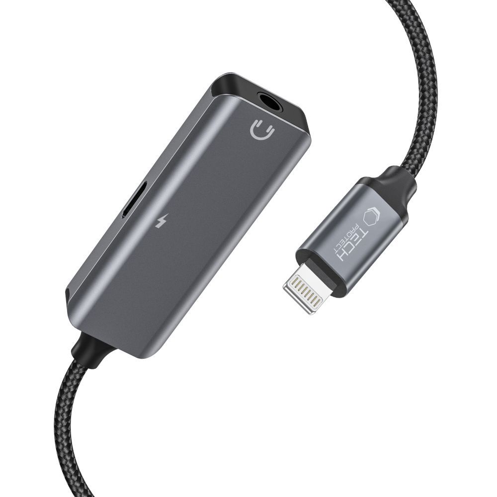 Tech-Protect UltraBoost audio adapteris Lightning (vīriešu) / 3,5 mm mini jack (sieviešu) - melns | (male) 3.5mm...