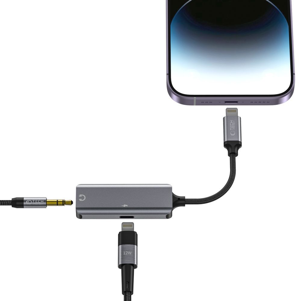 Tech-Protect UltraBoost audio adapteris Lightning (vīriešu) / 3,5 mm mini jack (sieviešu) - melns | (male) 3.5mm...