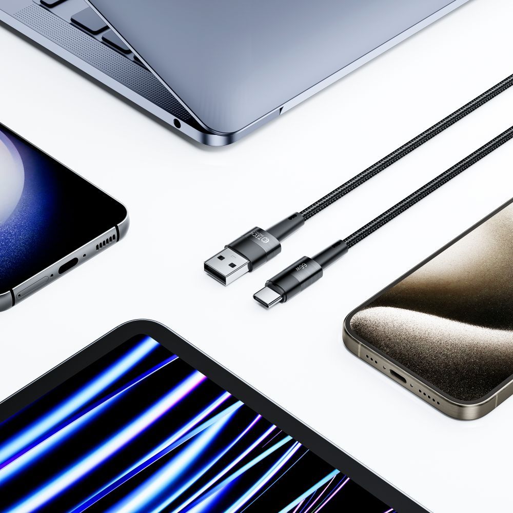 Tech-Protect UltraBoost USB-C / USB-A kabelis 66W 6A 0.25m, pelēks