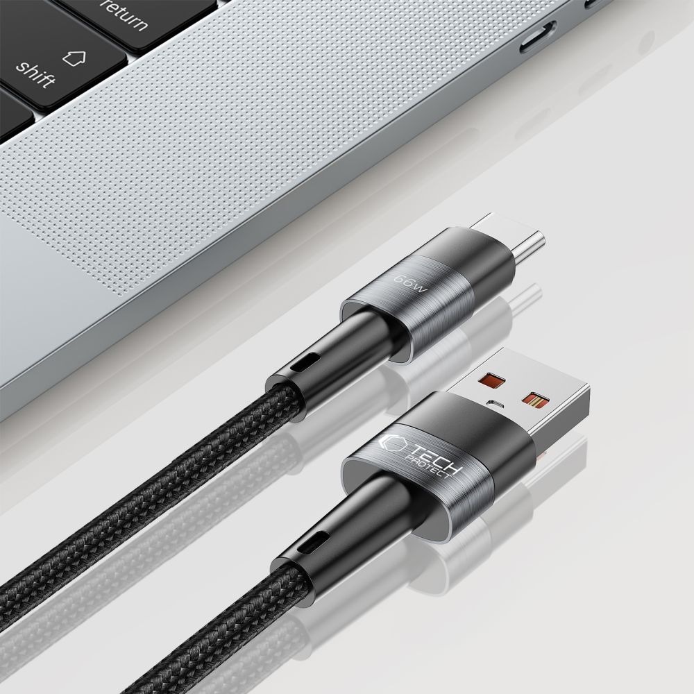 Tech-Protect UltraBoost USB-C / USB-A kabelis 66W 6A 0.25m, pelēks