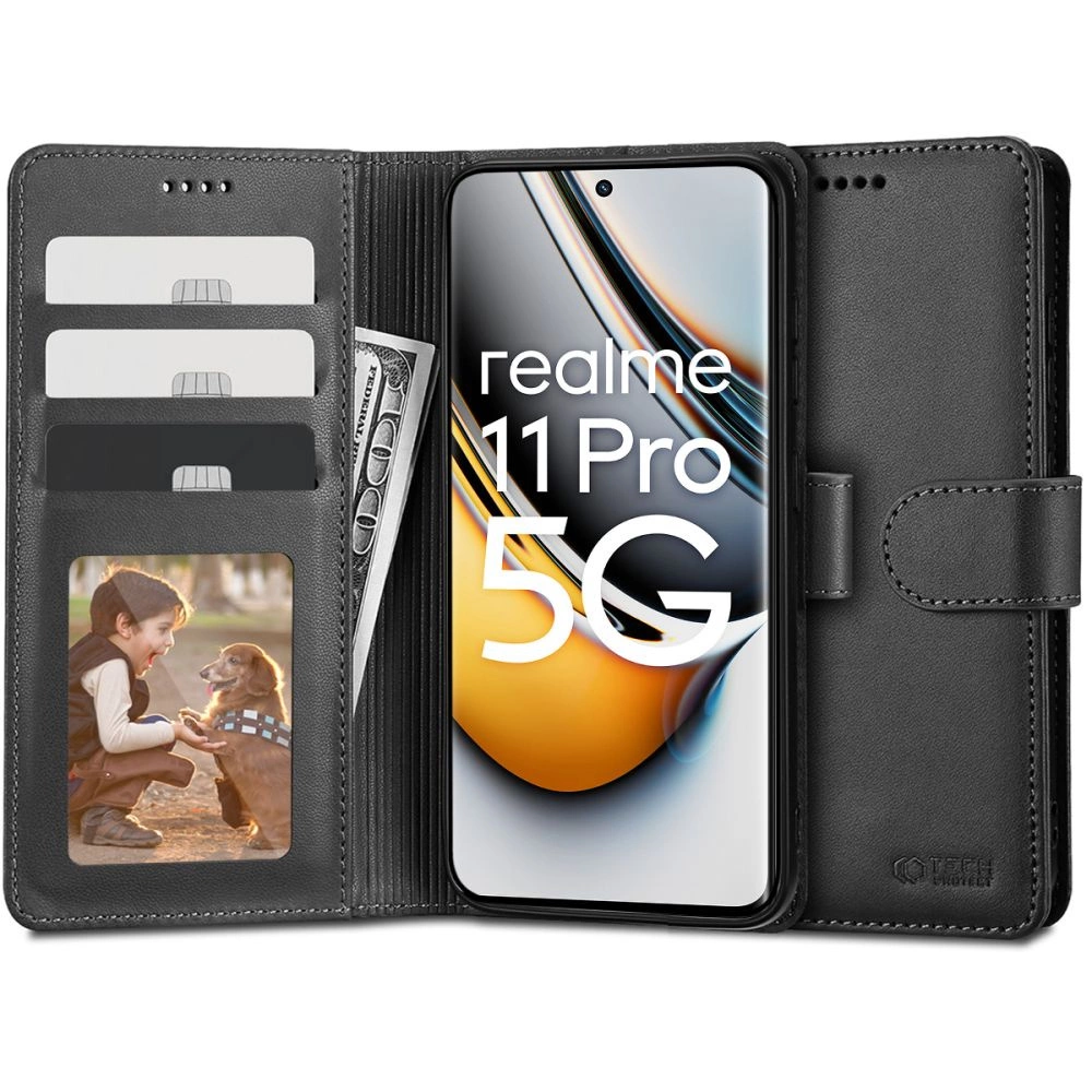 Realme 11 Pro 5G / 11 Pro+ 5G Tech-Protect Wallet Book Case Cover, Black | Telefona Vāciņš Maciņš Apvalks...