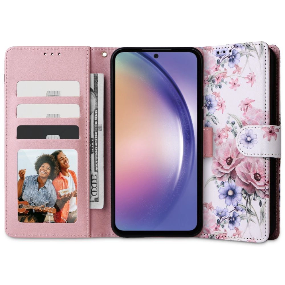 Xiaomi Redmi 12 Tech-Protect Wallet Book Case Cover, Pink Flowers