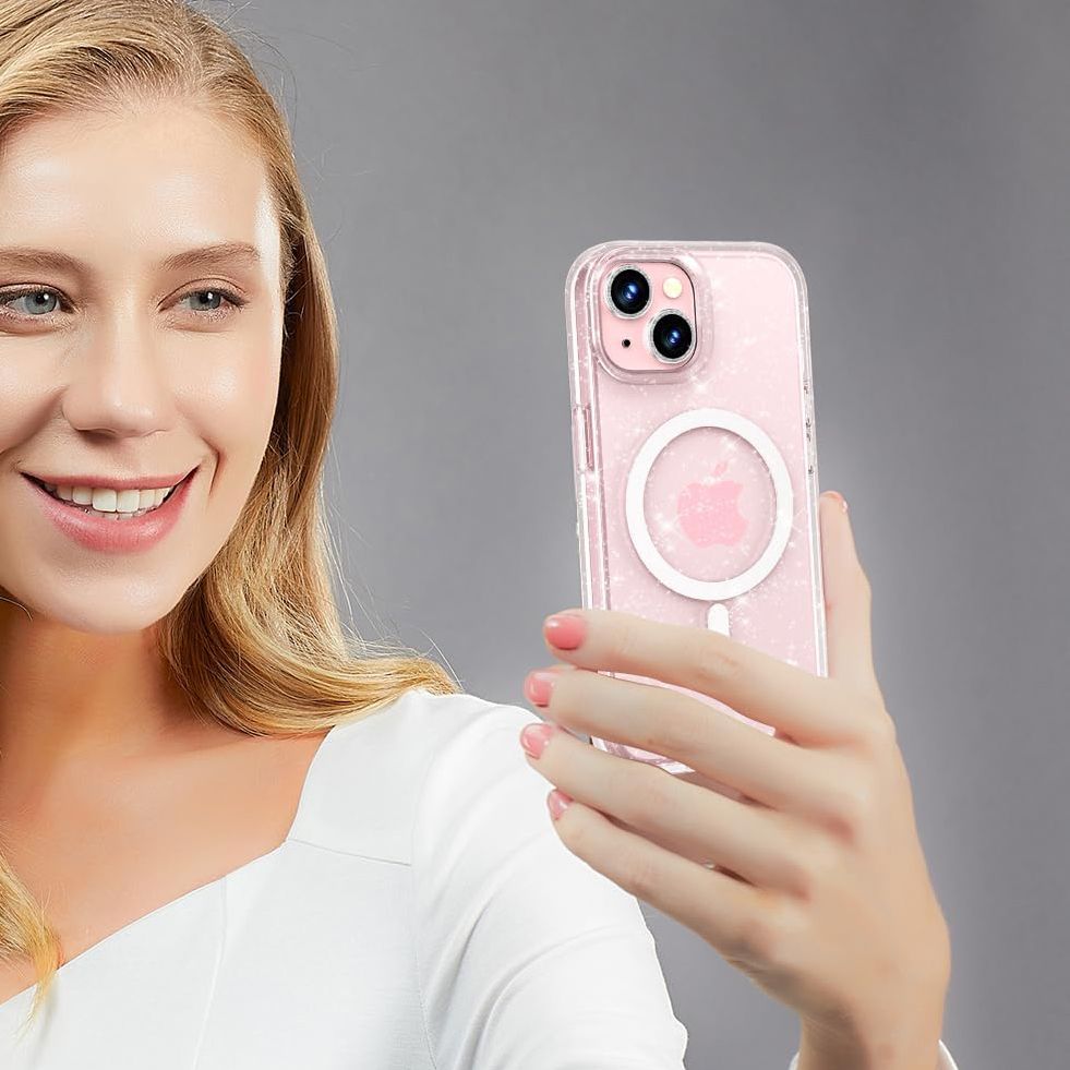 Чехол Tech-Protect для iPhone 15 FlexAir Hybrid MagSafe, прозрачный с блестками