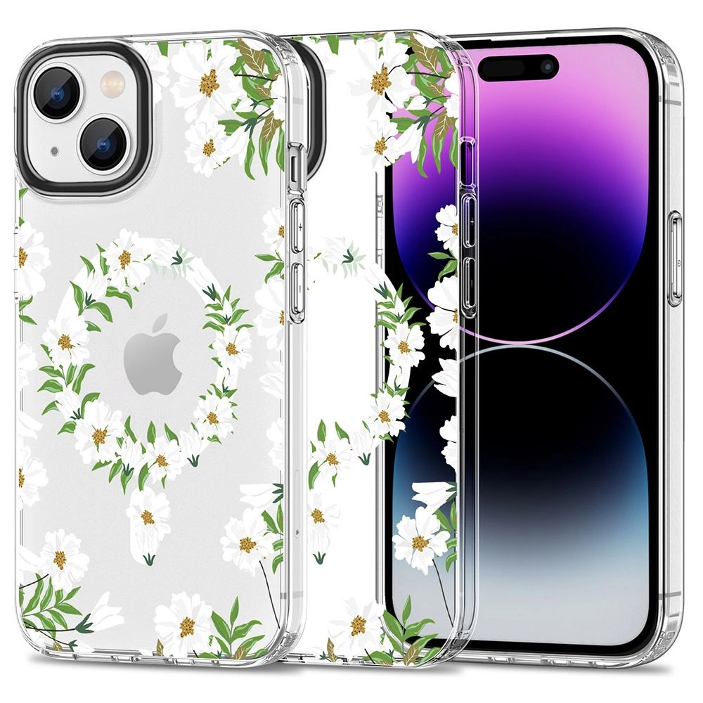 Apple iPhone 15 6.1'' Tech-Protect MagMood MagSafe Case Cover, White Daisies | Telefona Vāciņš Maciņš Apvalks...