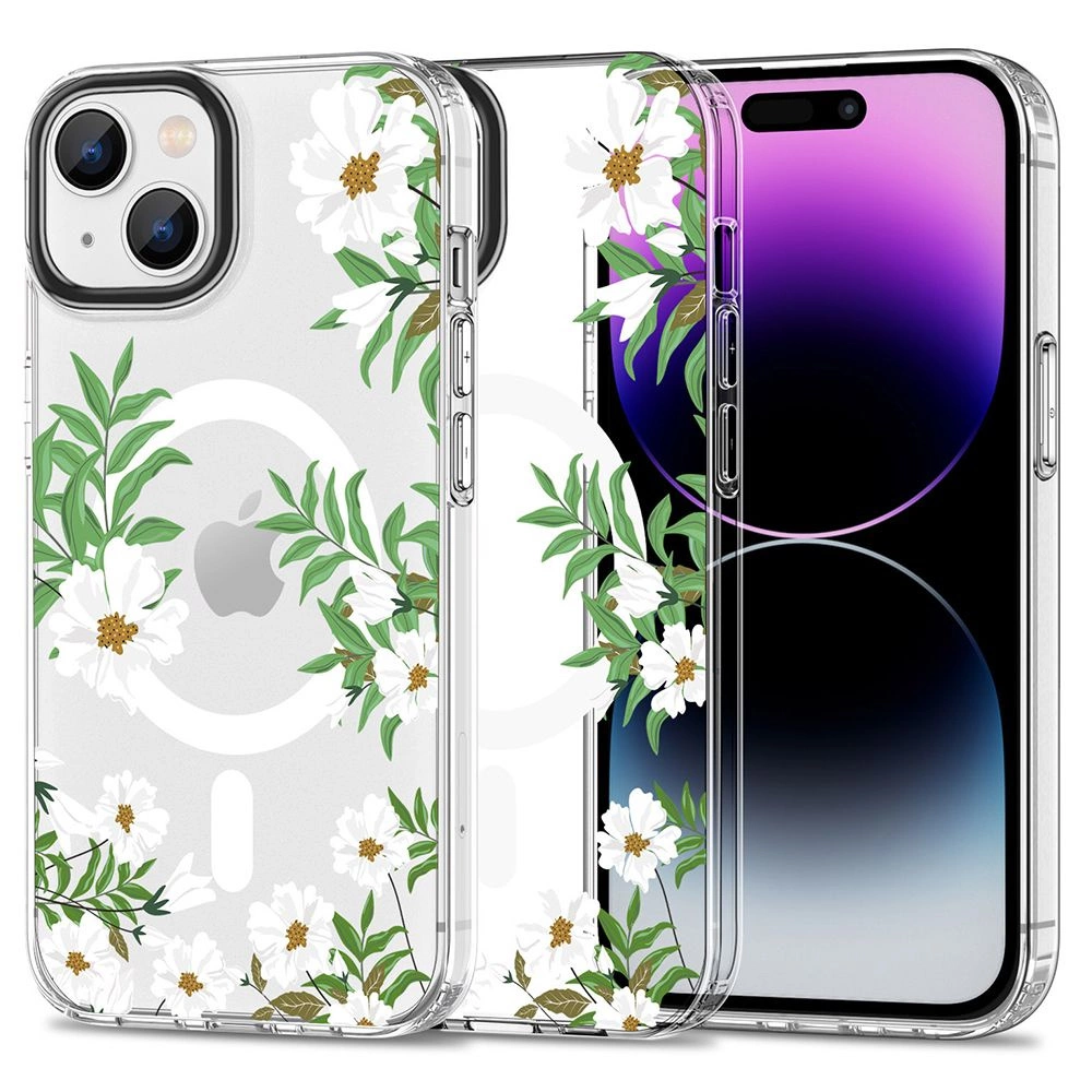 Apple iPhone 15 6.1'' Tech-Protect MagMood MagSafe Case Cover, Daisies with Leaves | Telefona Vāciņš Maciņš...