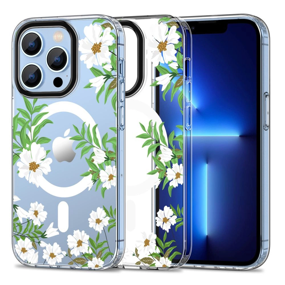 Apple iPhone 13 Pro 6.1'' Tech-Protect MagMood MagSafe Case Cover, Daisies with Leaves | Telefona Vāciņš Maciņš...