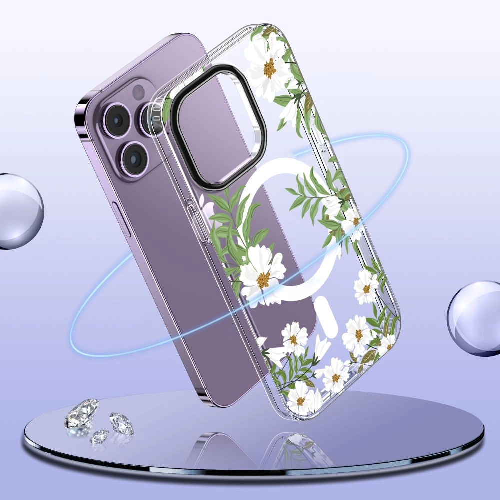 Apple iPhone 13 Pro 6.1\'\' Tech-Protect MagMood MagSafe Case Cover, Daisies with Leaves | Telefona Vāciņš Maciņš...