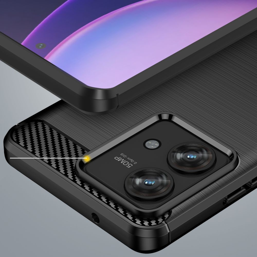 Motorola Edge 40 Neo Tech-Protect TPUCarbon Fiber TPU Protective Case Cover, Black | Чехол Обложка...