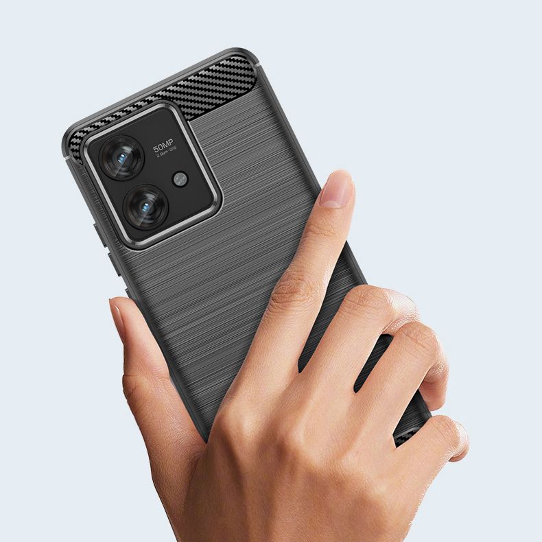 Motorola Edge 40 Neo Tech-Protect TPUCarbon Fiber TPU Protective Case Cover, Black | Чехол Обложка...