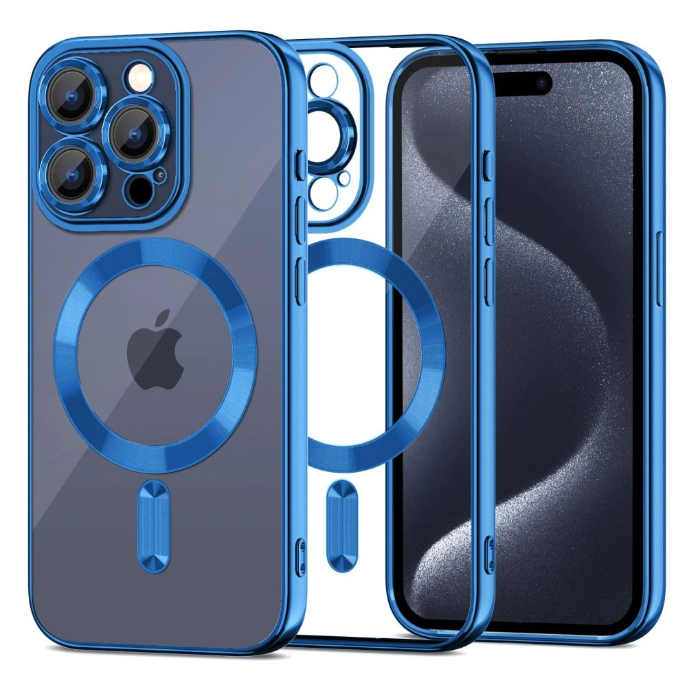 Apple iPhone 15 Pro 6.1'' Tech-Protect MagShine Line MagSafe Case Cover, Navy Blue